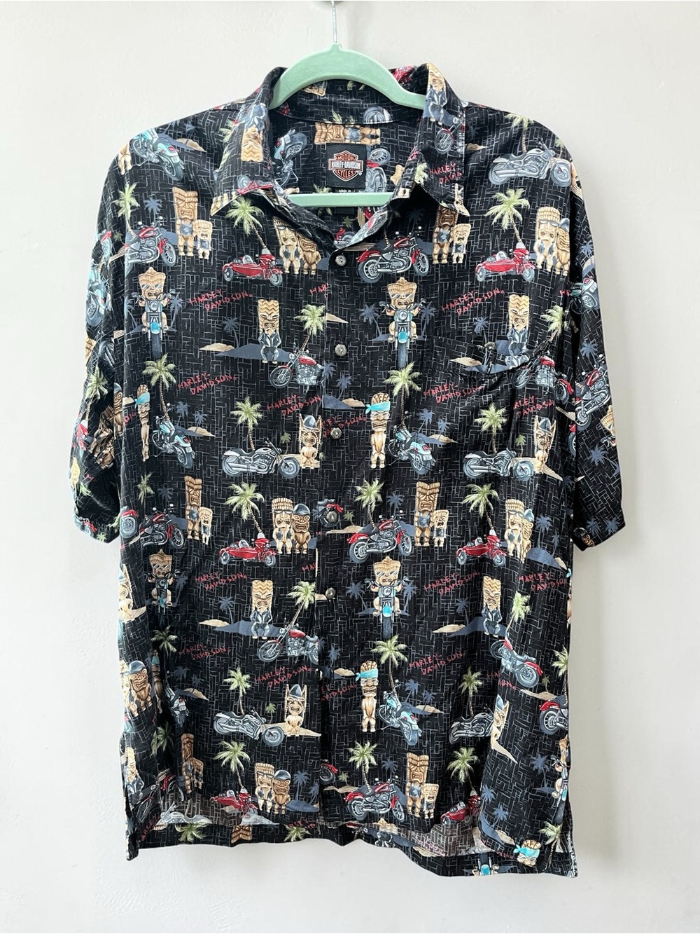 Harley Davidson Tori Richard collab Tiki rare vintage button down aloha shirt-L